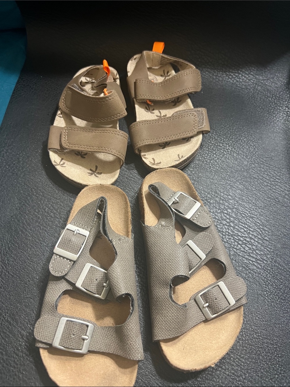 Kids Taupe Adjustable Strap Sandals with Buckles